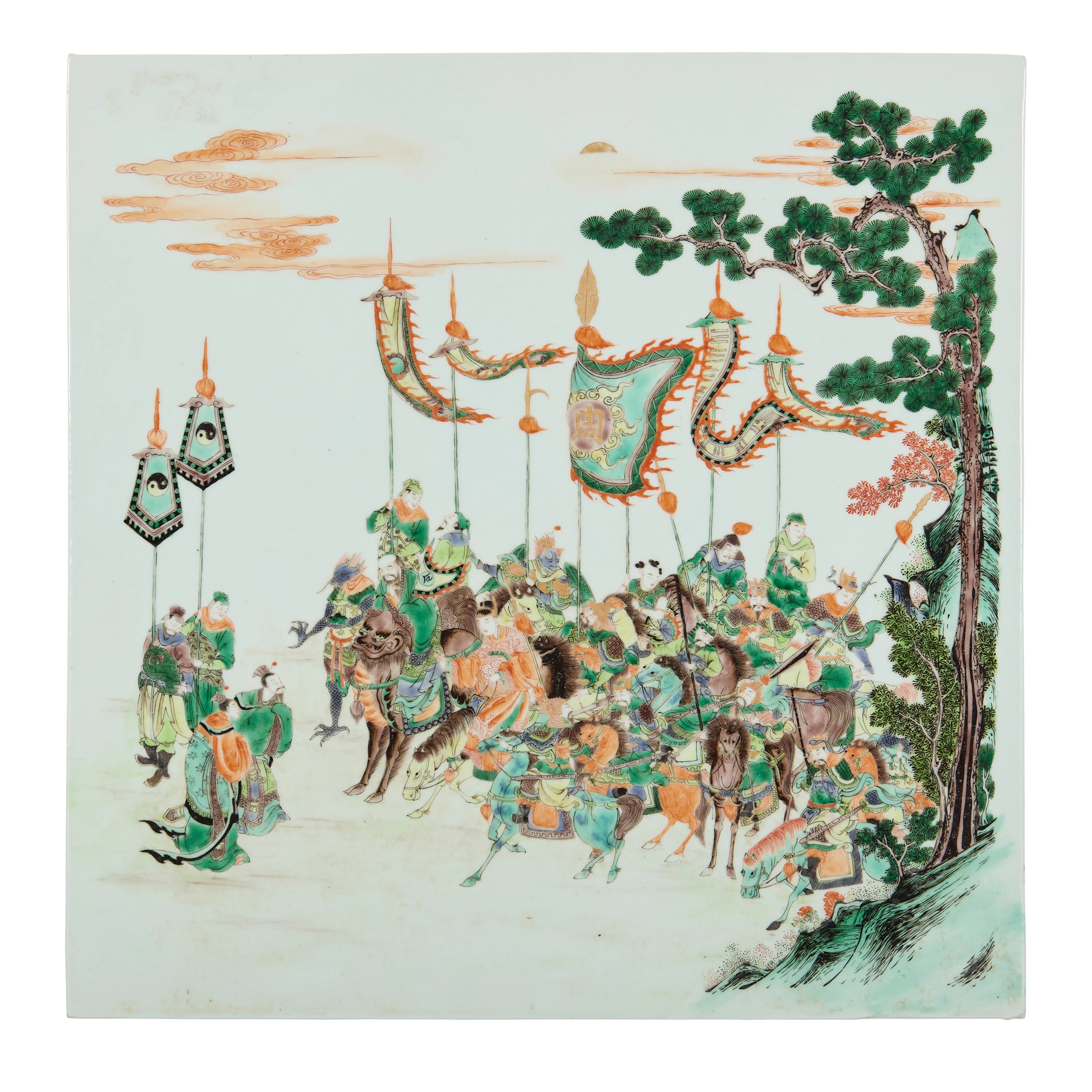 [PRIVATE COLLECTION, LONDON] LARGE CHINESE WUCAI SQUARE PORCELAIN PLAQUE