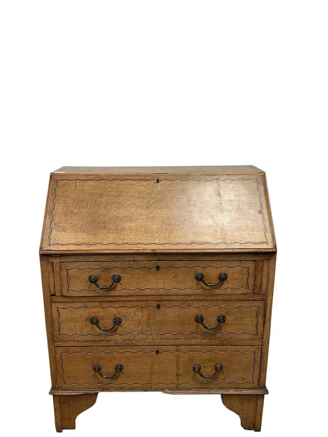 INLAID OAK BUREAU EARLY 20TH CENTURY