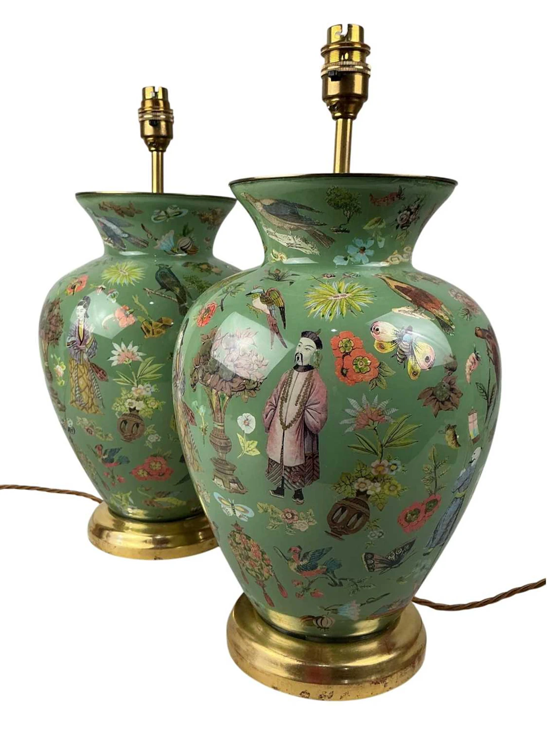 PAIR OF CHINOISERIE TABLE LAMPS, EARLY/MID 20TH CENTURY ALONG WITH