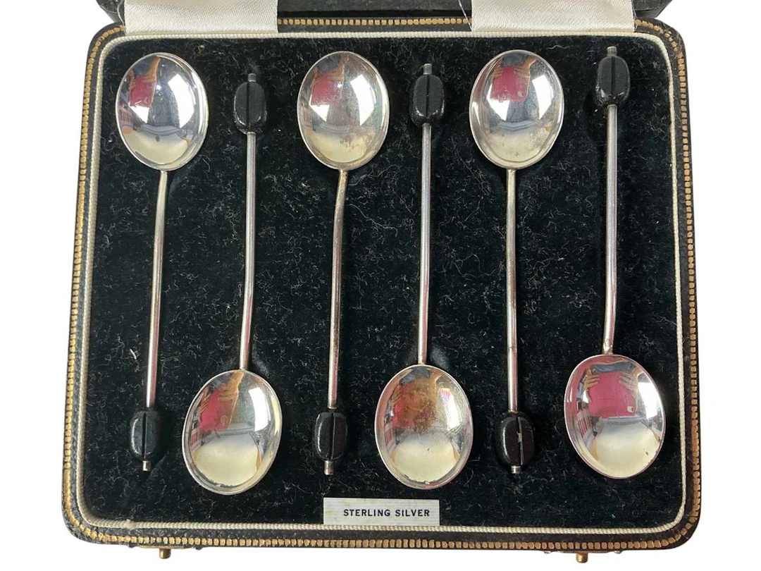 SET OF SIX SILVER COFFEE SPOONS BIRMINGHAM 1936