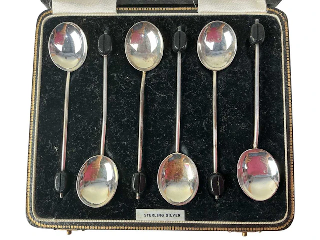 SET OF SIX SILVER COFFEE SPOONS BIRMINGHAM 1936