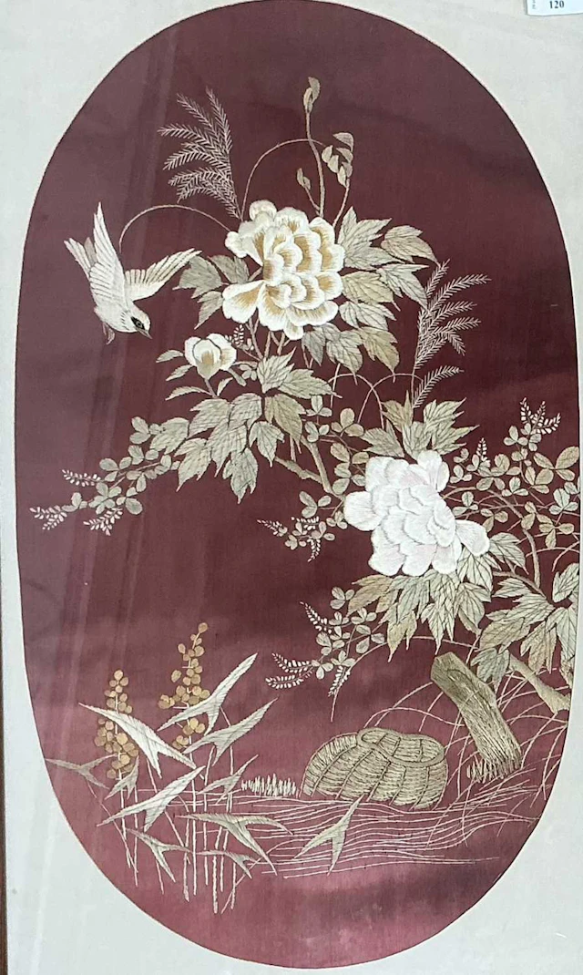 PAIR OF CHINESE EMBROIDERED SILK PANELS