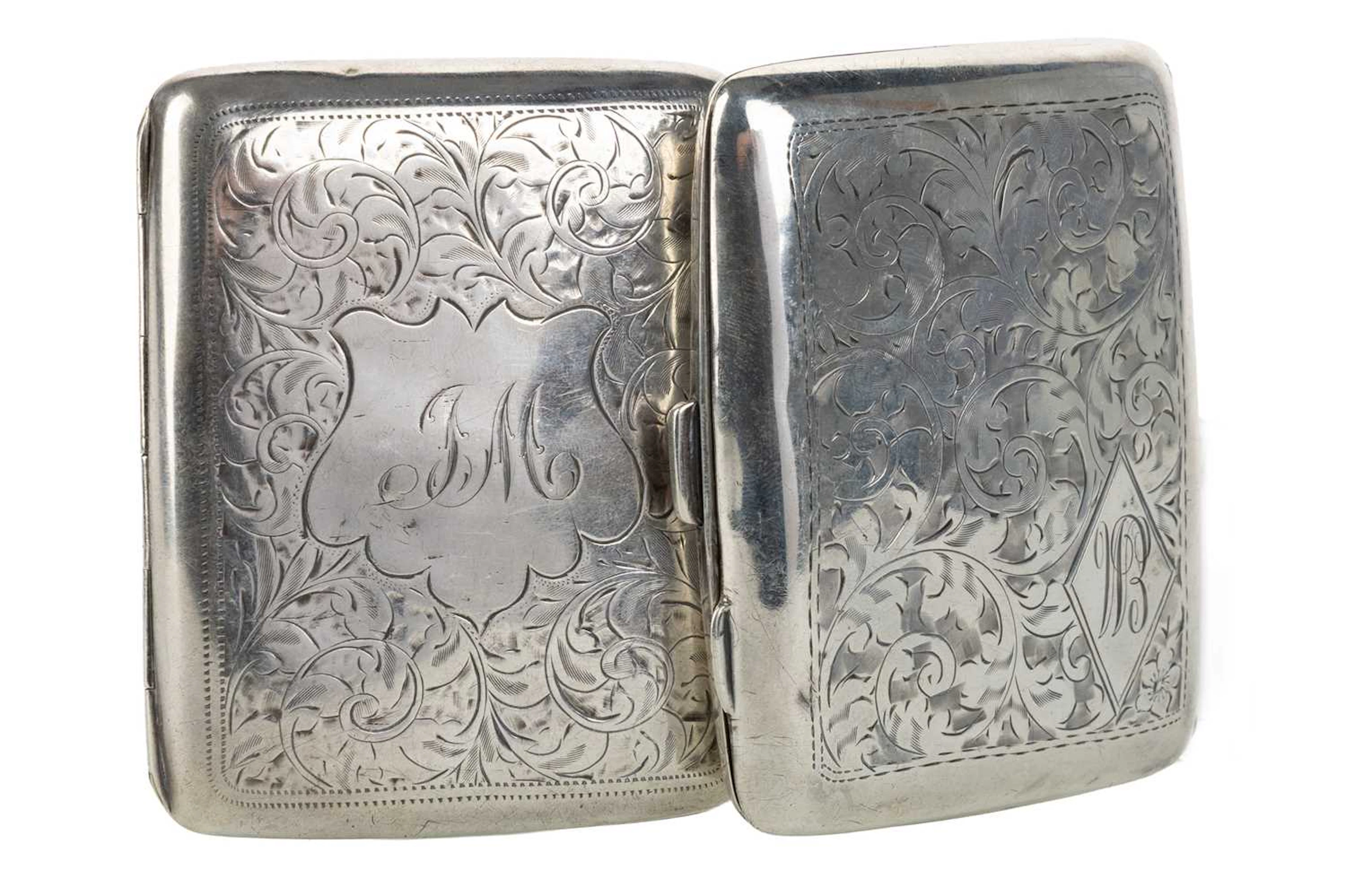 TWO SILVER CIGARETTE CASES BIRMINGHAM 1906 AND 1923
