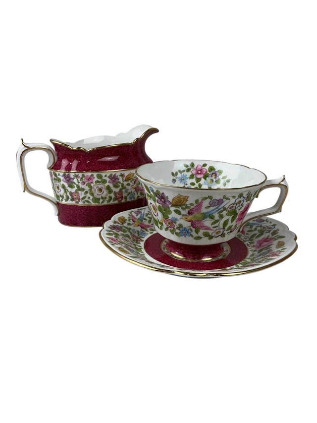 ROYAL CROWN DERBY TEA SERVICE, MID 20TH CENTURY ALONG WITH TUSCAN
