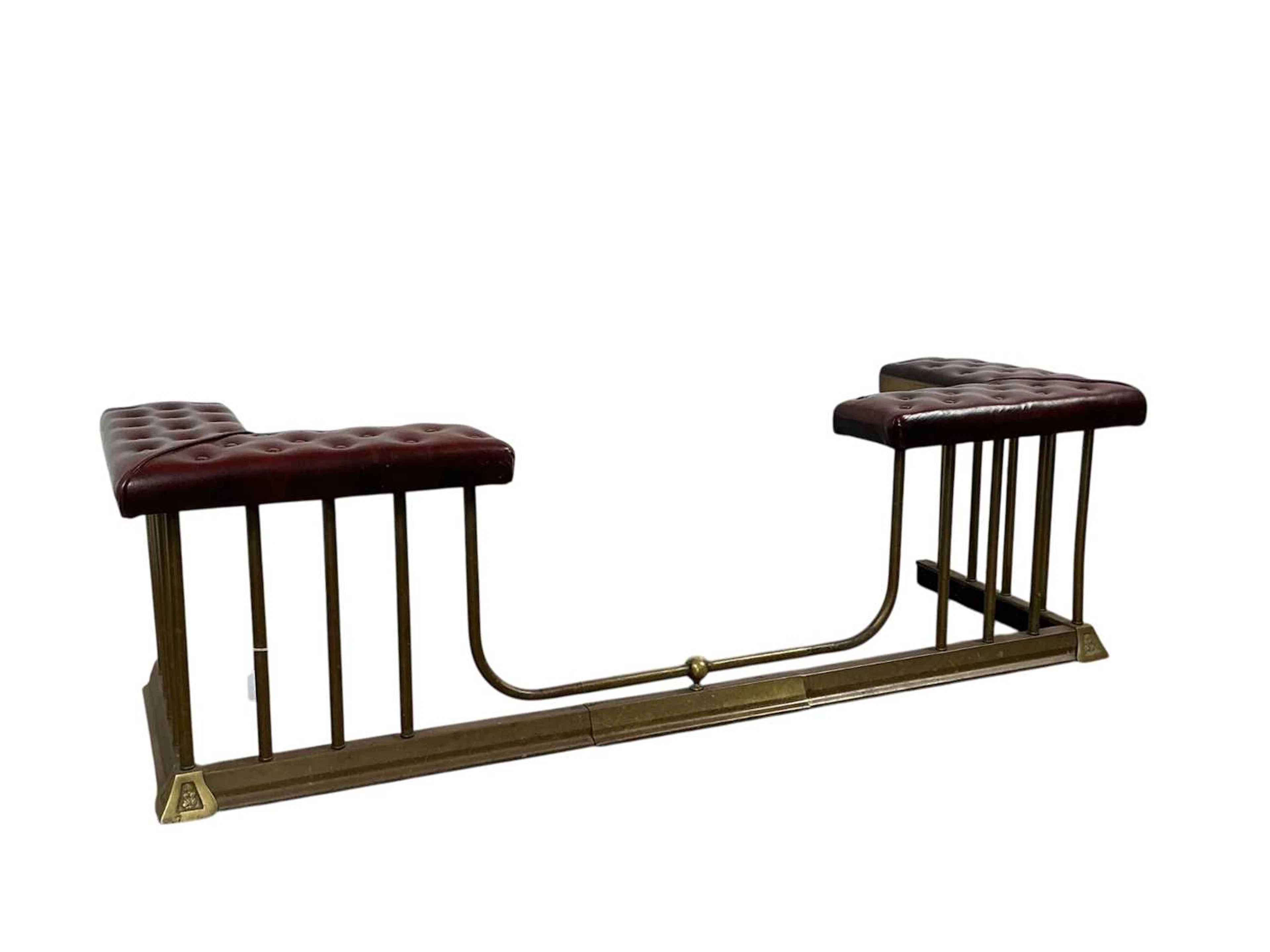 LARGE BRASS EXTENDABLE CLUB FIRE FENDER MID 20TH CENTURY