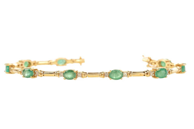 EMERALD AND DIAMOND BRACELET LATE 20TH CENTURY