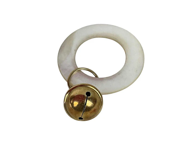 GOLD AND MOTHER OF PEARL BABY RATTLE EARLY/MID 20TH CENTURY