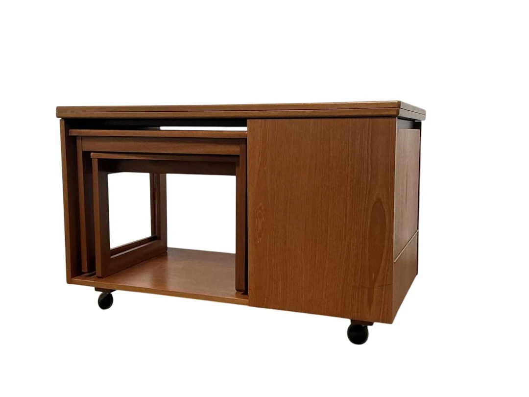 MID CENTURY TRISTOR FOR MCINTOSH TEAK TURNOVER TEA TABLE CIRCA 1970S