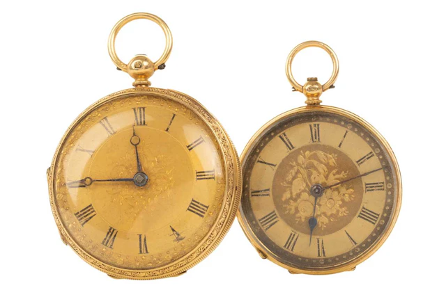 TWO GOLD FOB WATCHES EARLY 20TH CENTURY