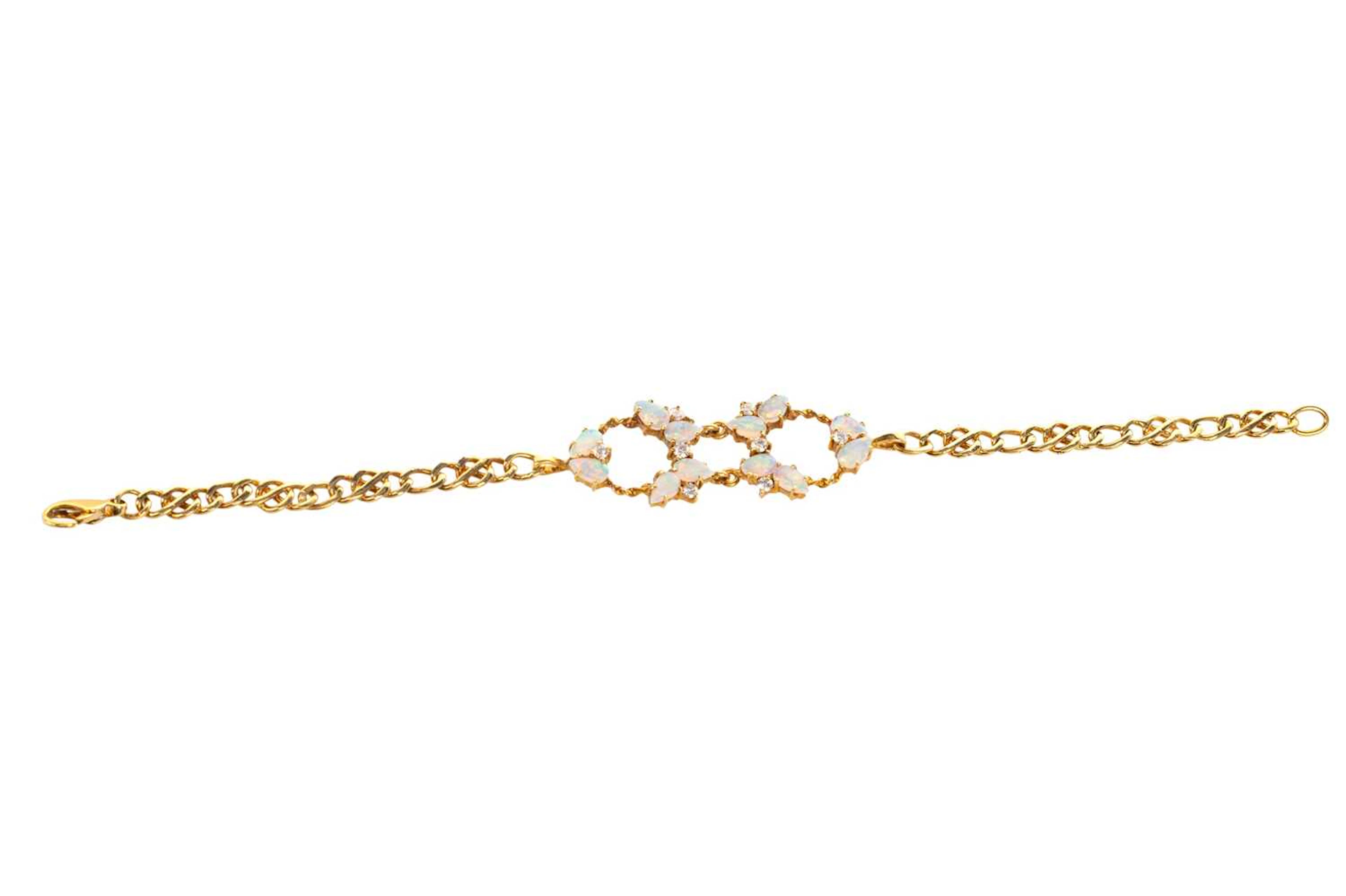 OPAL AND DIAMOND BRACELET LATE 20TH CENTURY