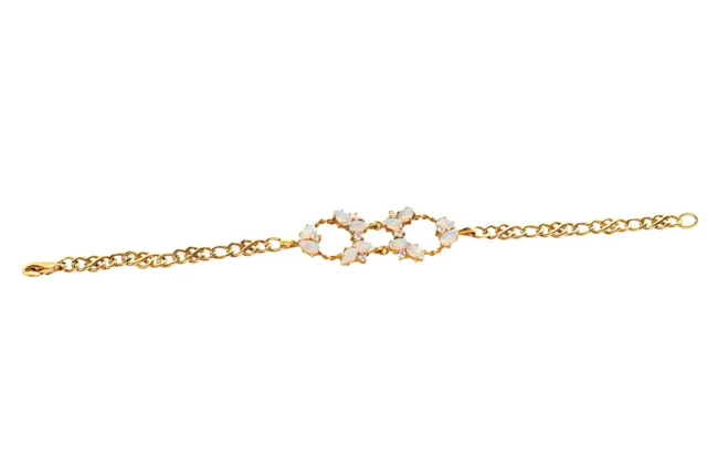 OPAL AND DIAMOND BRACELET LATE 20TH CENTURY