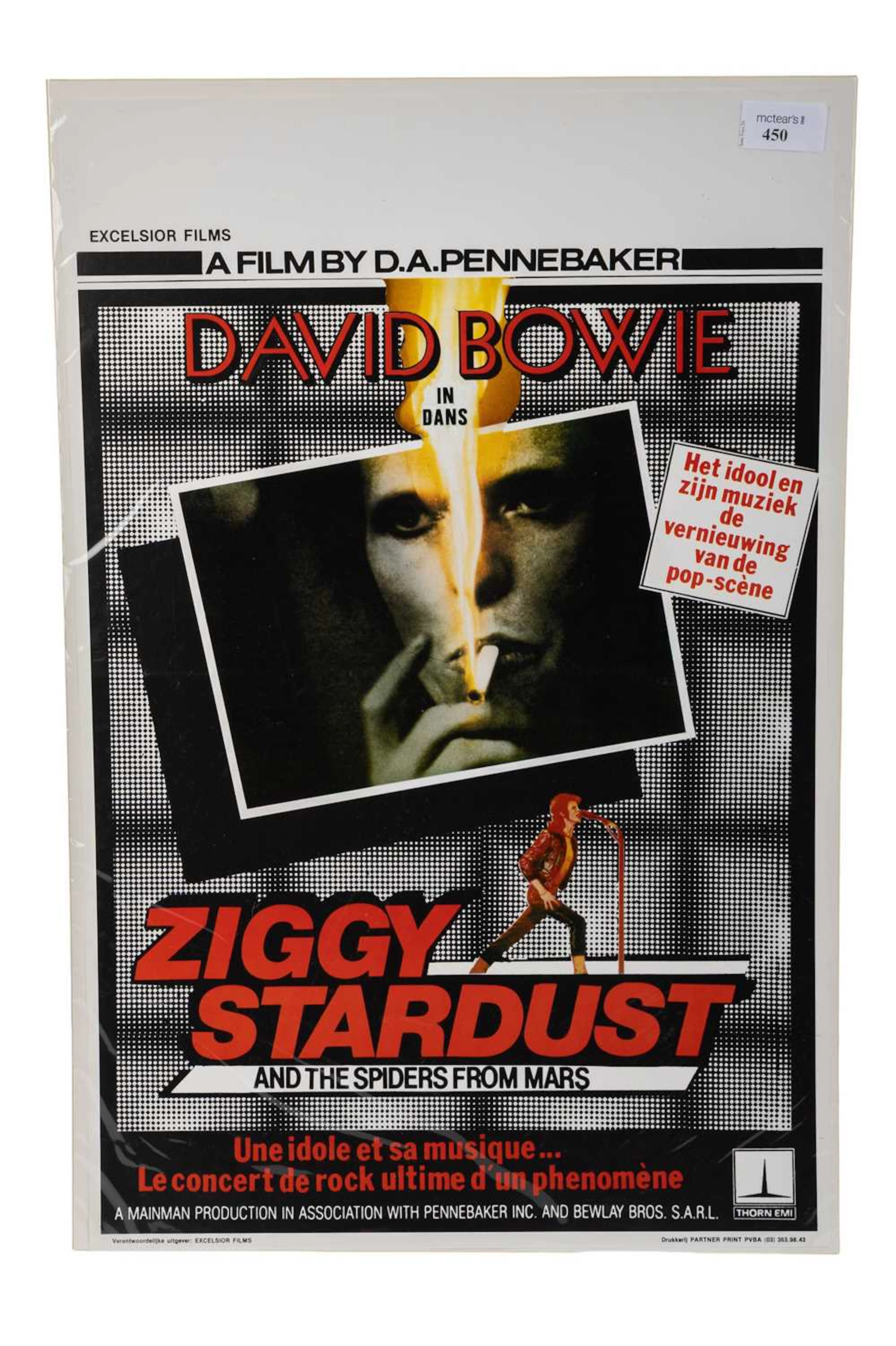 DAVID BOWIE: ZIGGY STARDUST AND THE SPIDERS FROM MARS BELGIAN FILM POSTER 1973
