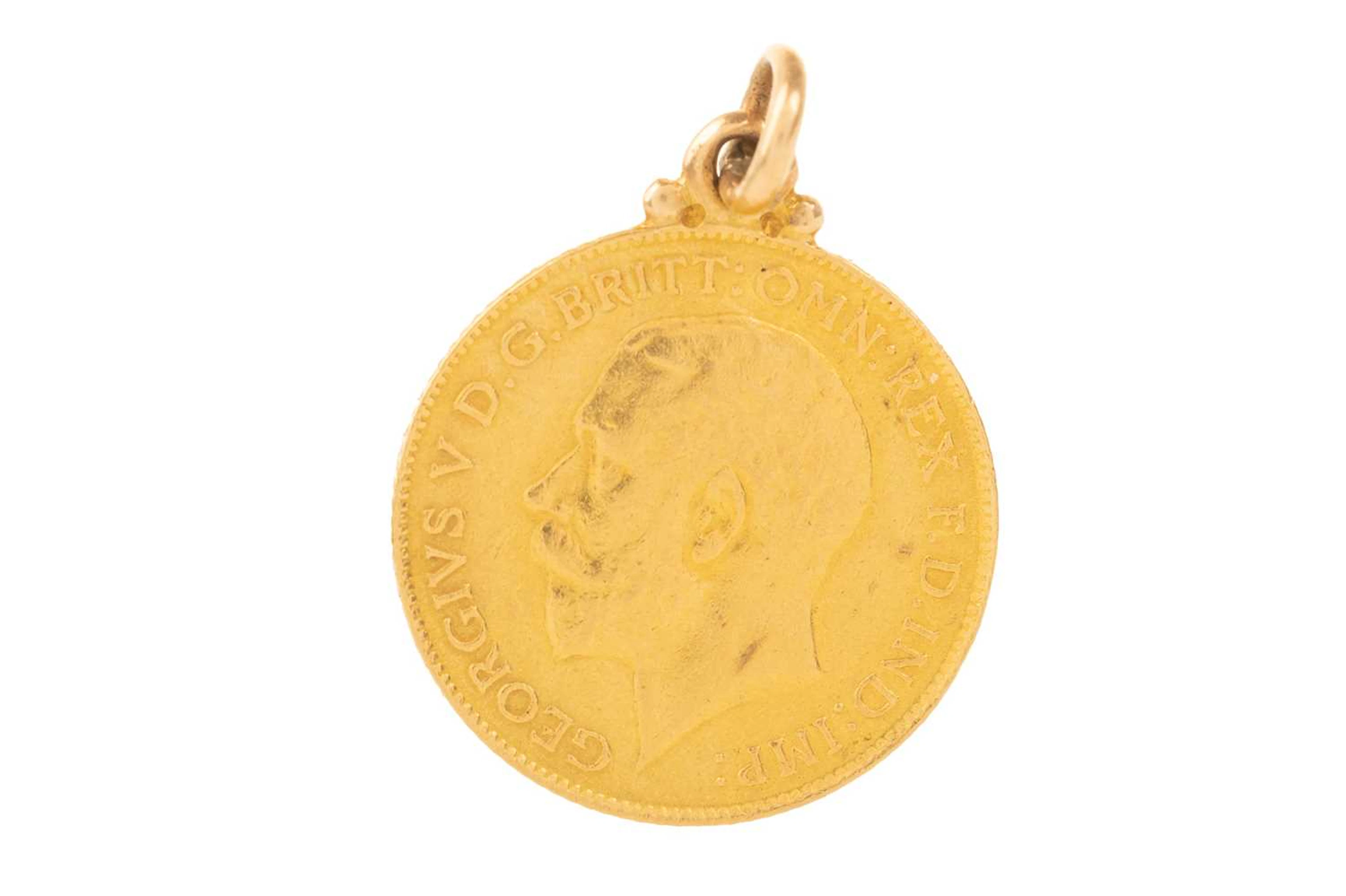 GEORGE V GOLD HALF SOVEREIGN PENDANT 1914