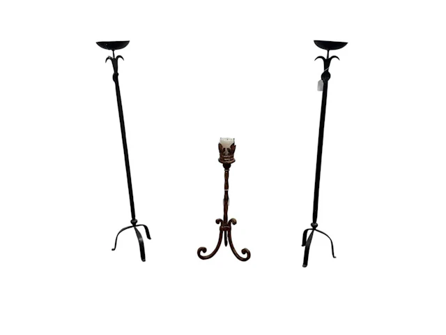 LARGE PAIR OF WROUGHT IRON CANDLESTANDS LATE 20TH CENTURY