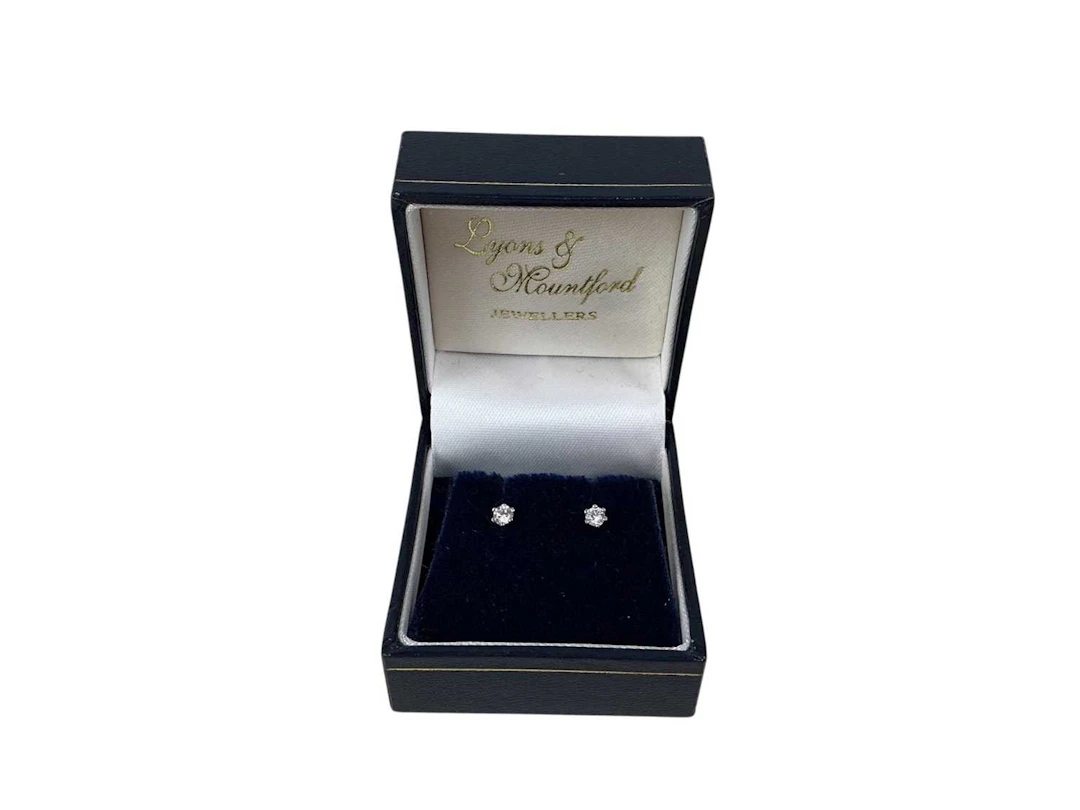 PAIR OF GOLD AND DIAMOND EAR STUDS LATE 20TH CENTURY