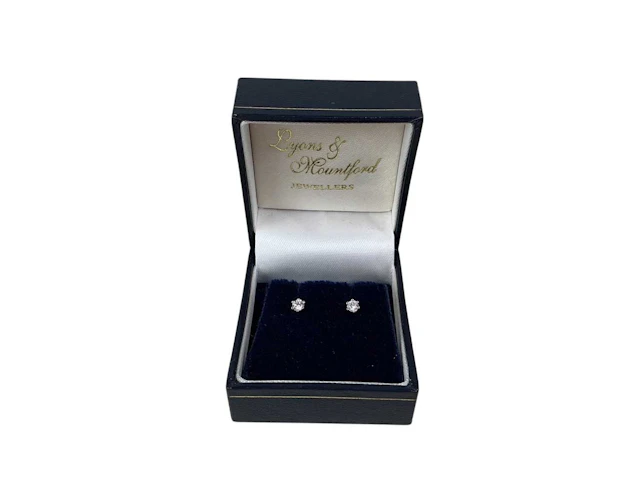 PAIR OF GOLD AND DIAMOND EAR STUDS LATE 20TH CENTURY