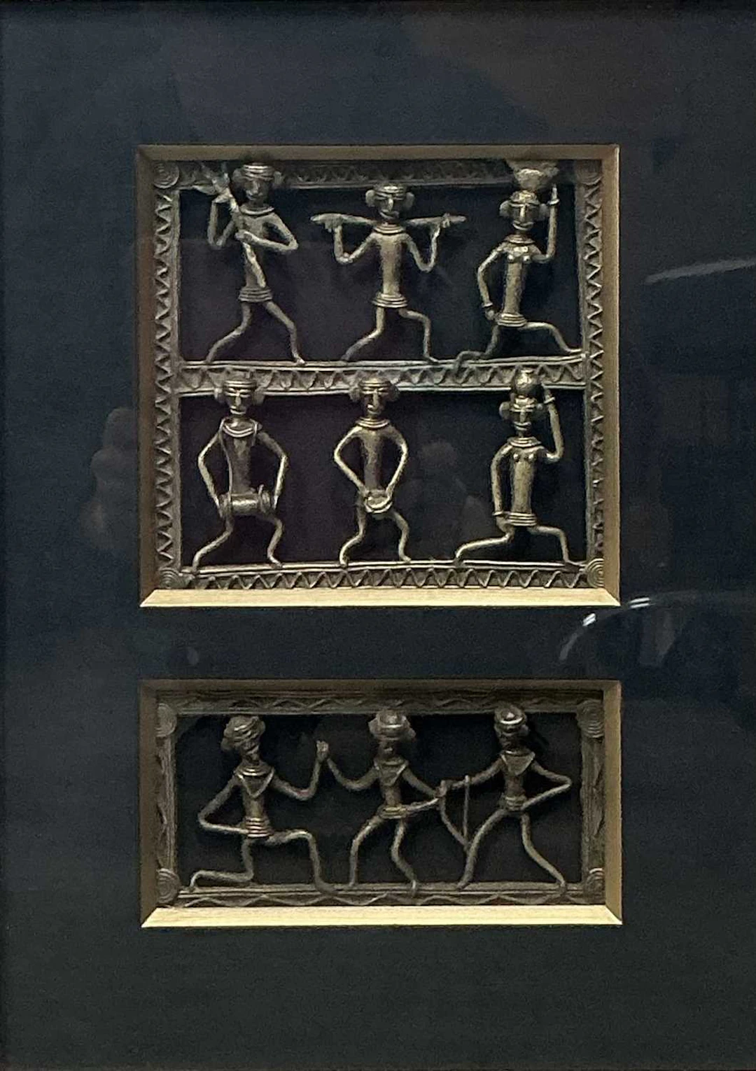 THREE CAST BRASS DHOKRA PANELS MID 20TH CENTURY