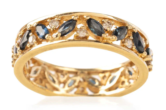 SAPPHIRE AND DIAMOND ETERNITY RING EARLY 21ST CENTURY