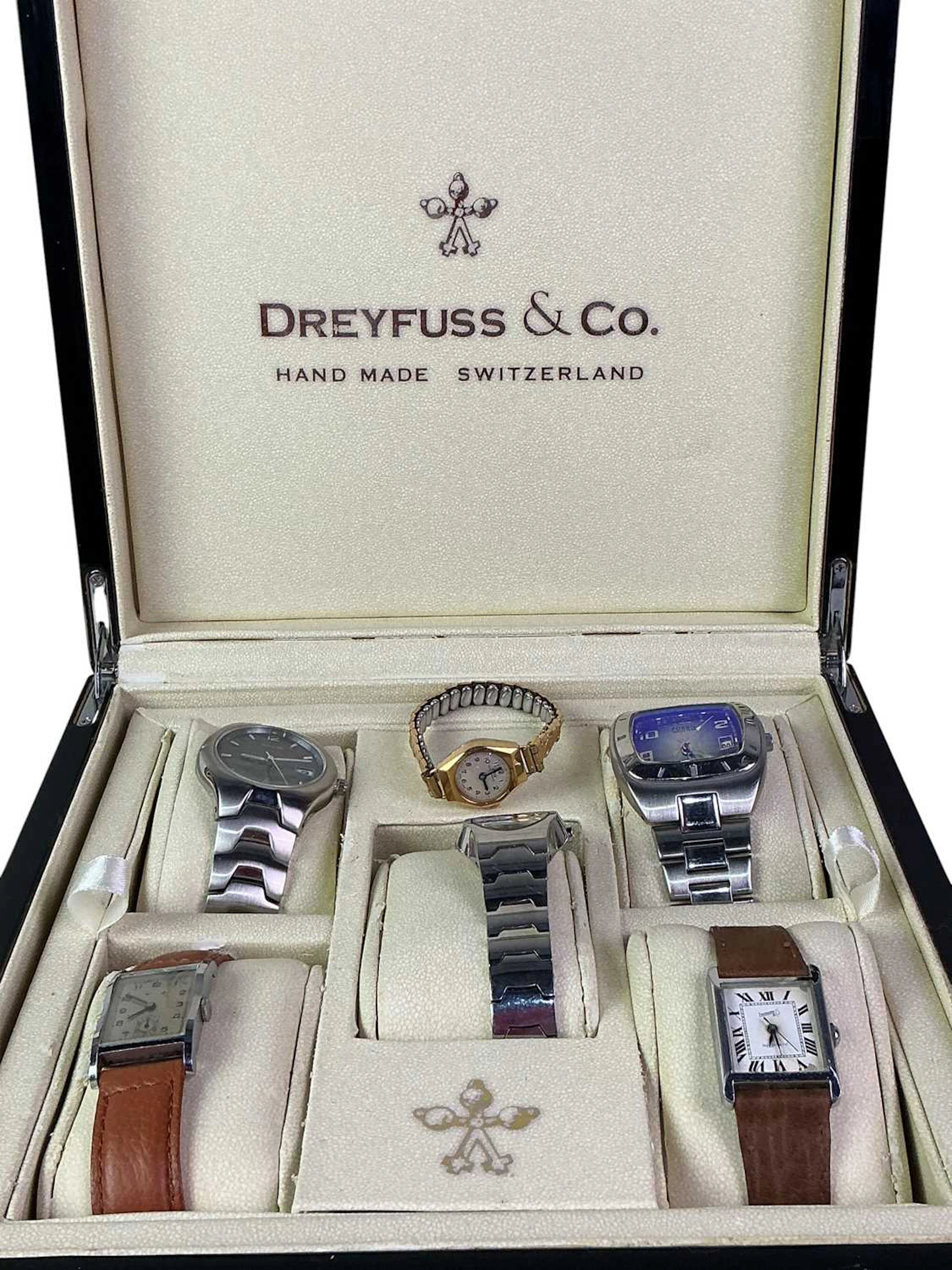 FOSSIL, ACCURIST, BREIL, EBERHARD & CO, ORIS AND NAVAR SIX WRIST WATCHES
