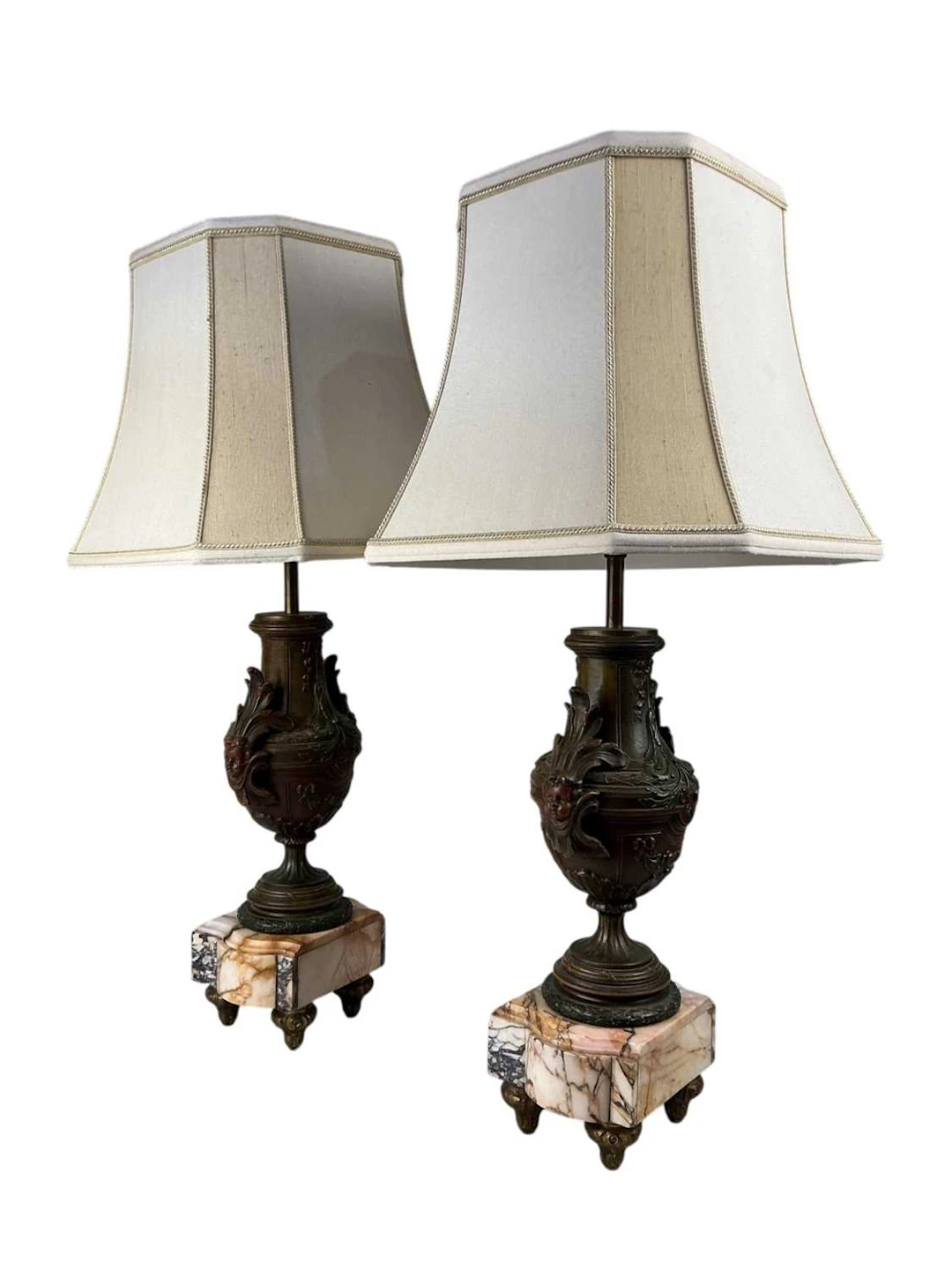 PAIR OF BRONZED METAL TABLE LAMPS EARLY 20TH CENTURY