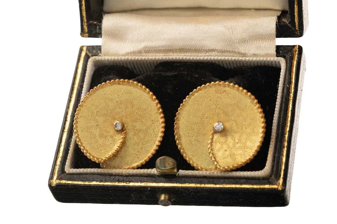 PAIR OF DIAMOND SET DISC EARRINGS LATE 20TH CENTURY