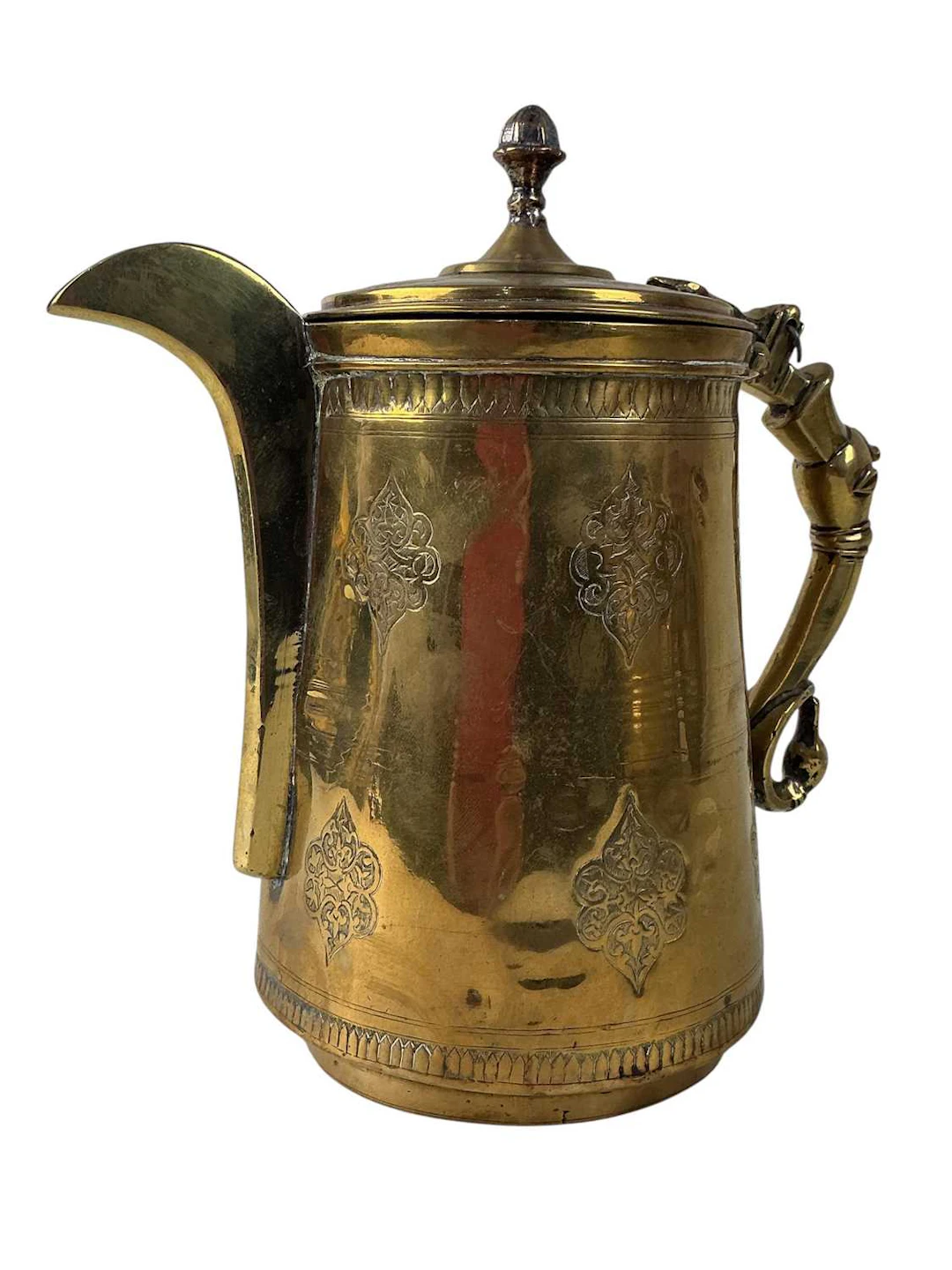 EASTERN BRASS COFFEE POT, LATE 19TH/EARLY 20TH CENTURY AND THREE OTHER