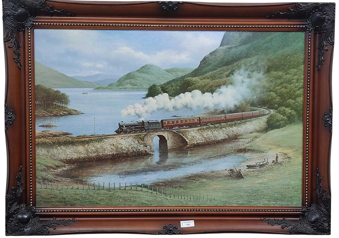 LOCOMOTIVE ON BRIDGE LATE 20TH CENTURY
