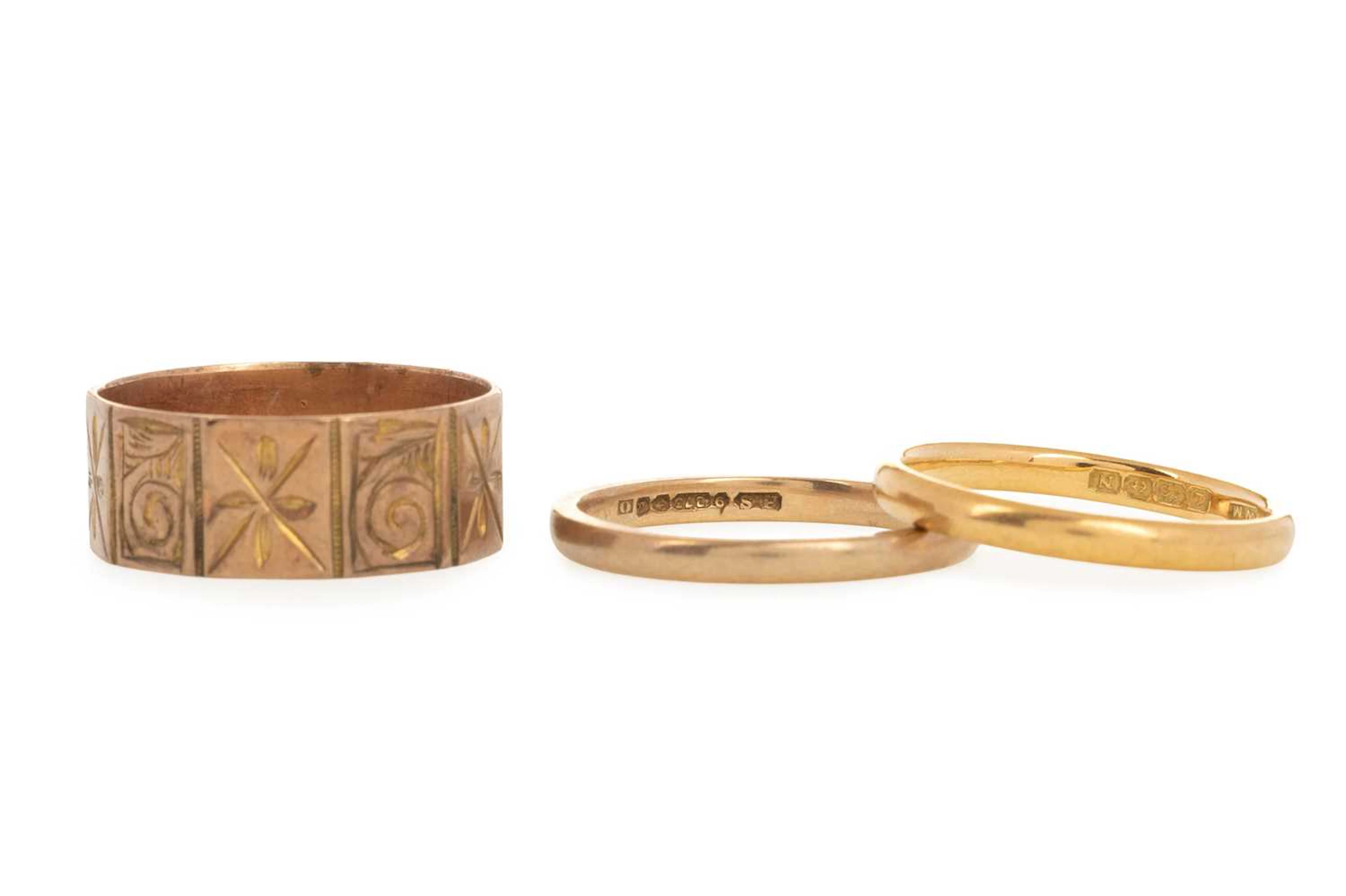 THREE GOLD BANDS MID/LATE 20TH CENTURY