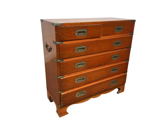 YEW WOOD CAMPAIGN STYLE CHEST LATE 20TH CENTURY