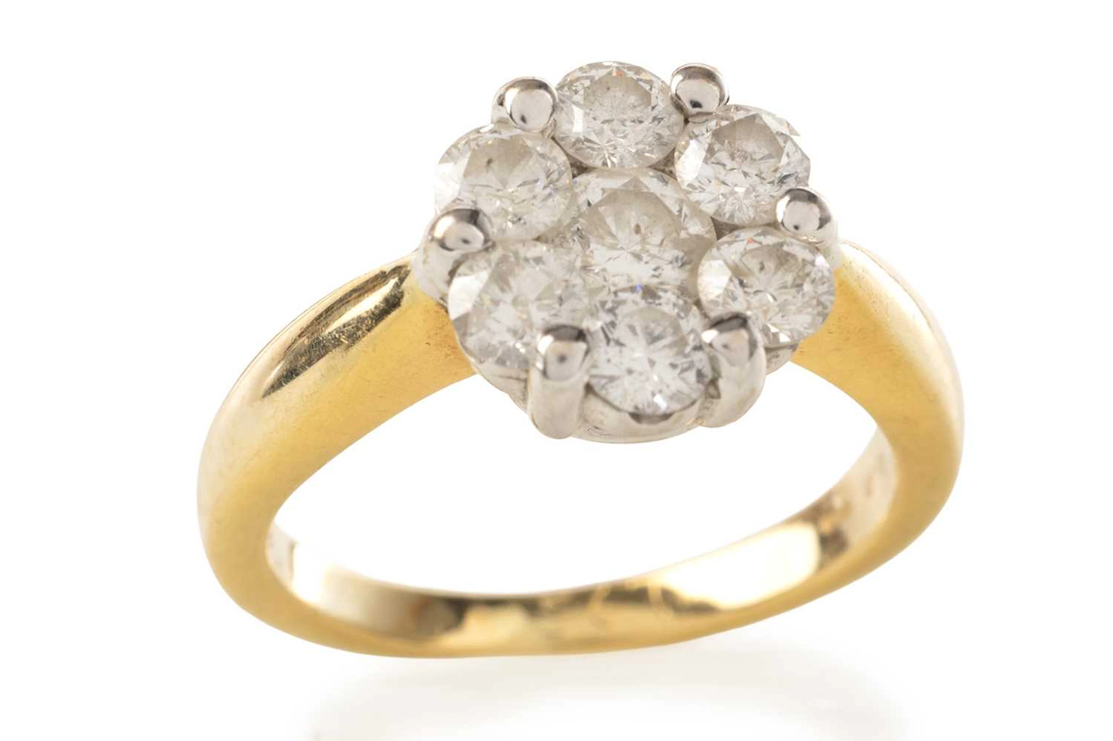 DIAMOND CLUSTER RING LATE 20TH CENTURY