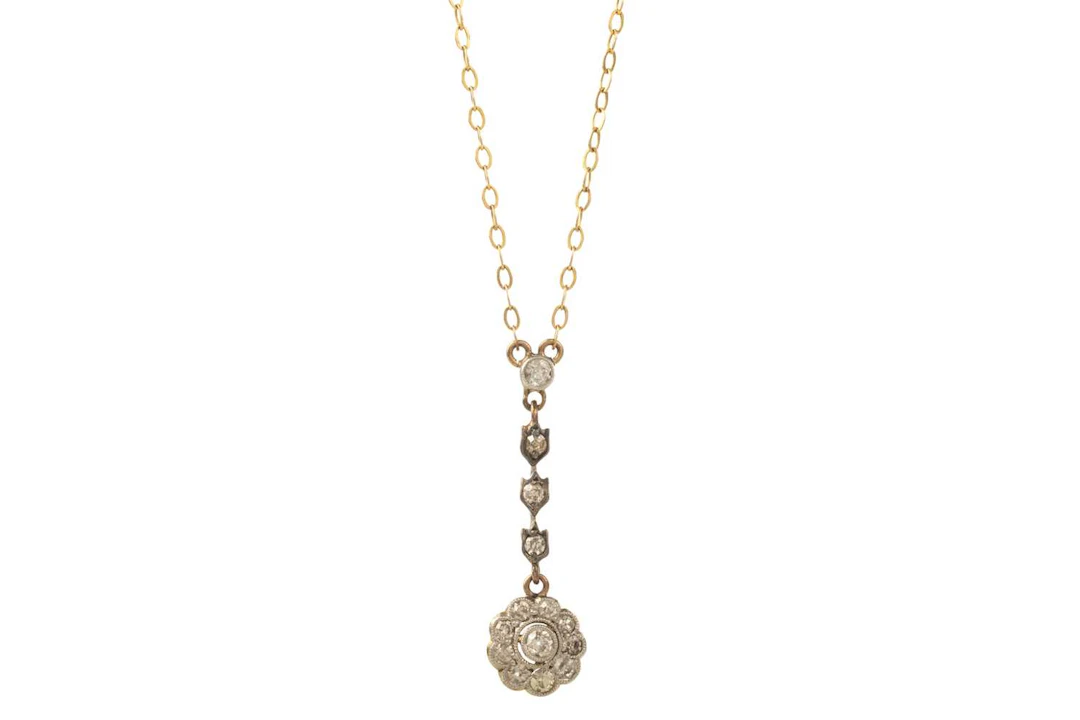 EDWARDIAN DIAMOND CLUSTER NECKLACE LATE 19TH/EARLY 20TH CENTURY