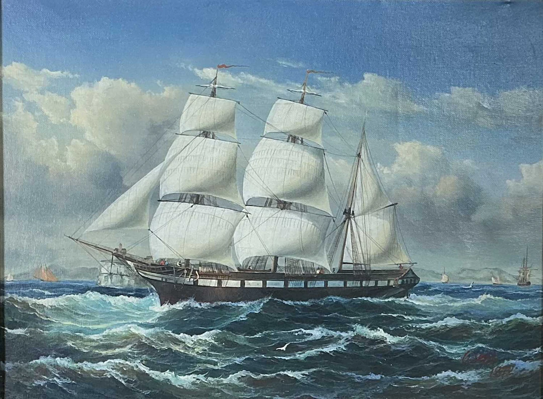 BRITISH SCHOOL, 19TH CENTURY SHIPS AT SEA