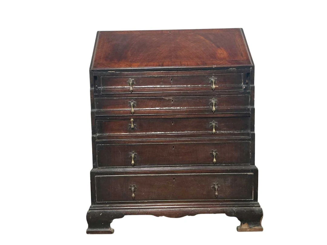 GEORGE VI MAHOGANY WRITING BUREAU MID 20TH CENTURY