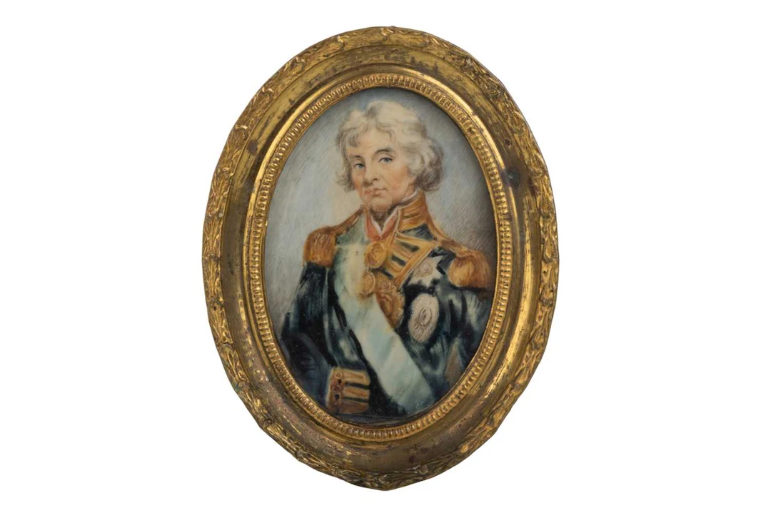 HALF LENGTH PORTRAIT MINIATURE OF ADMIRAL LORD NELSON EARLY 20TH CENTURY
