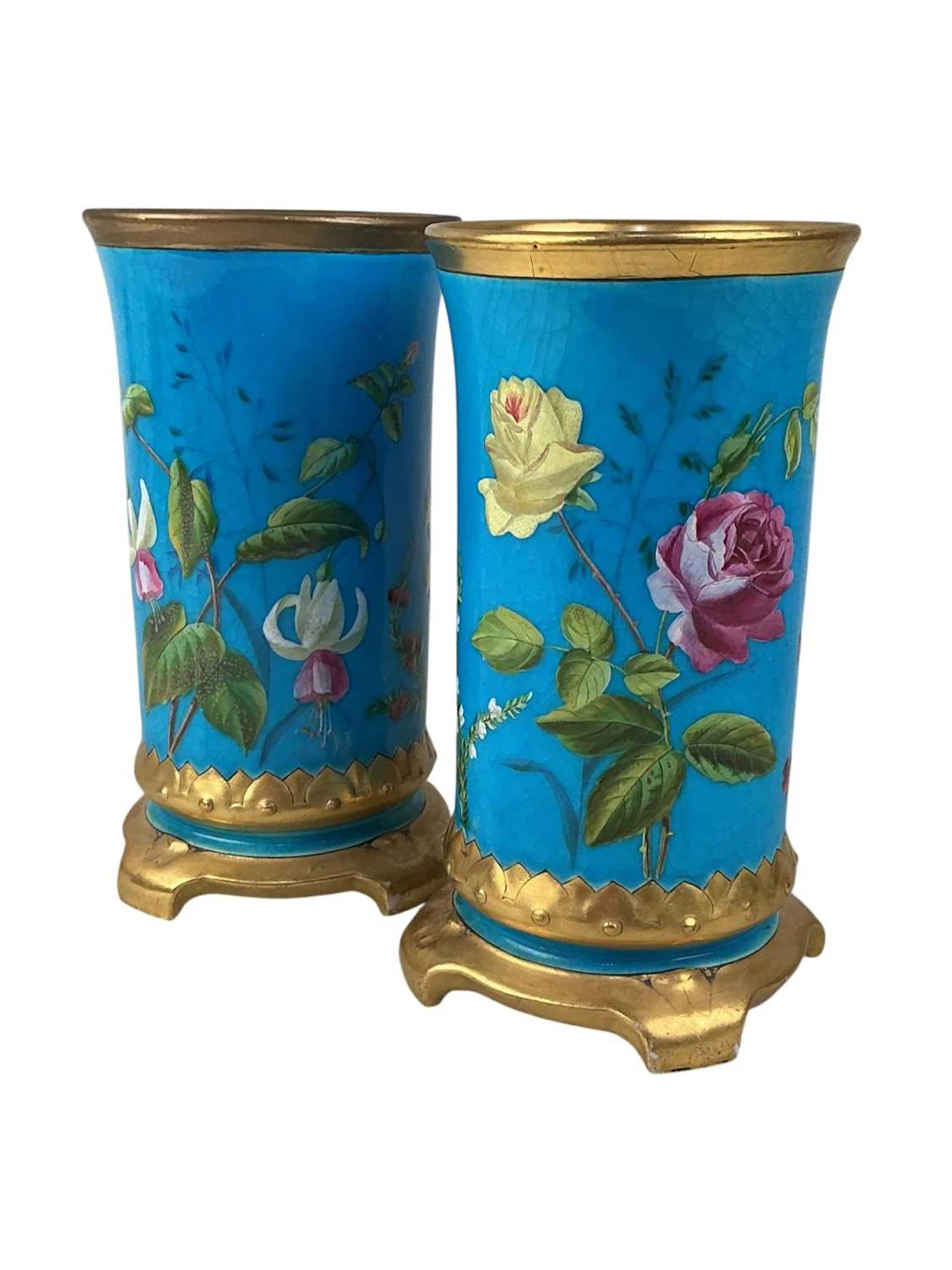 PAIR OF VICTORIAN CERAMIC VASES MID/LATE 19TH CENTURY