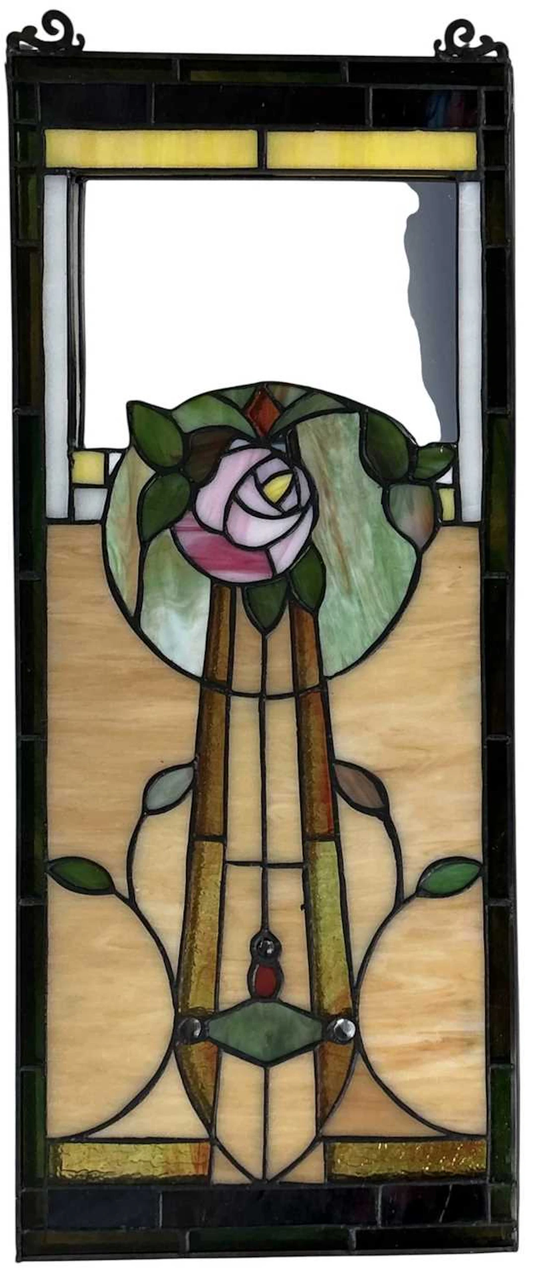 TWO STAINED GLASS PANELS, OF CHARLES RENNIE MACKINTOSH DESIGN EARLY