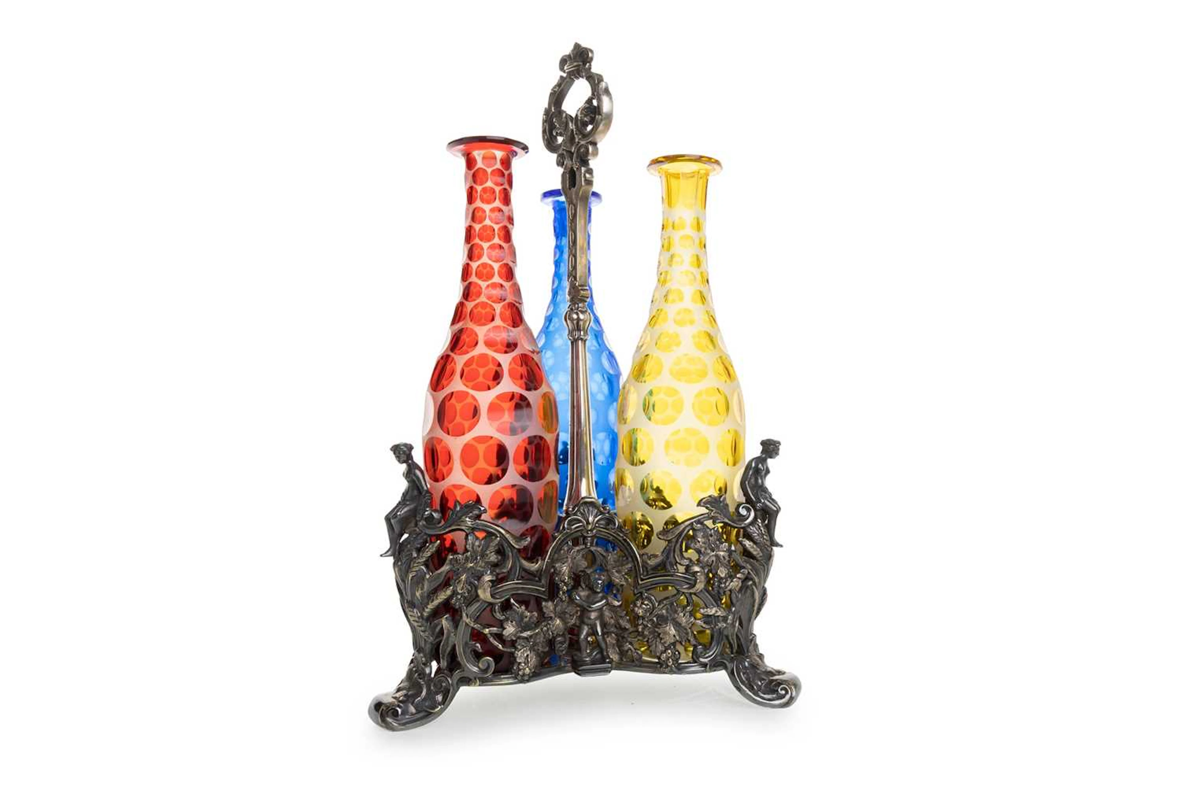 VICTORIAN SILVER PLATED BOTTLE STAND MID 19TH CENTURY