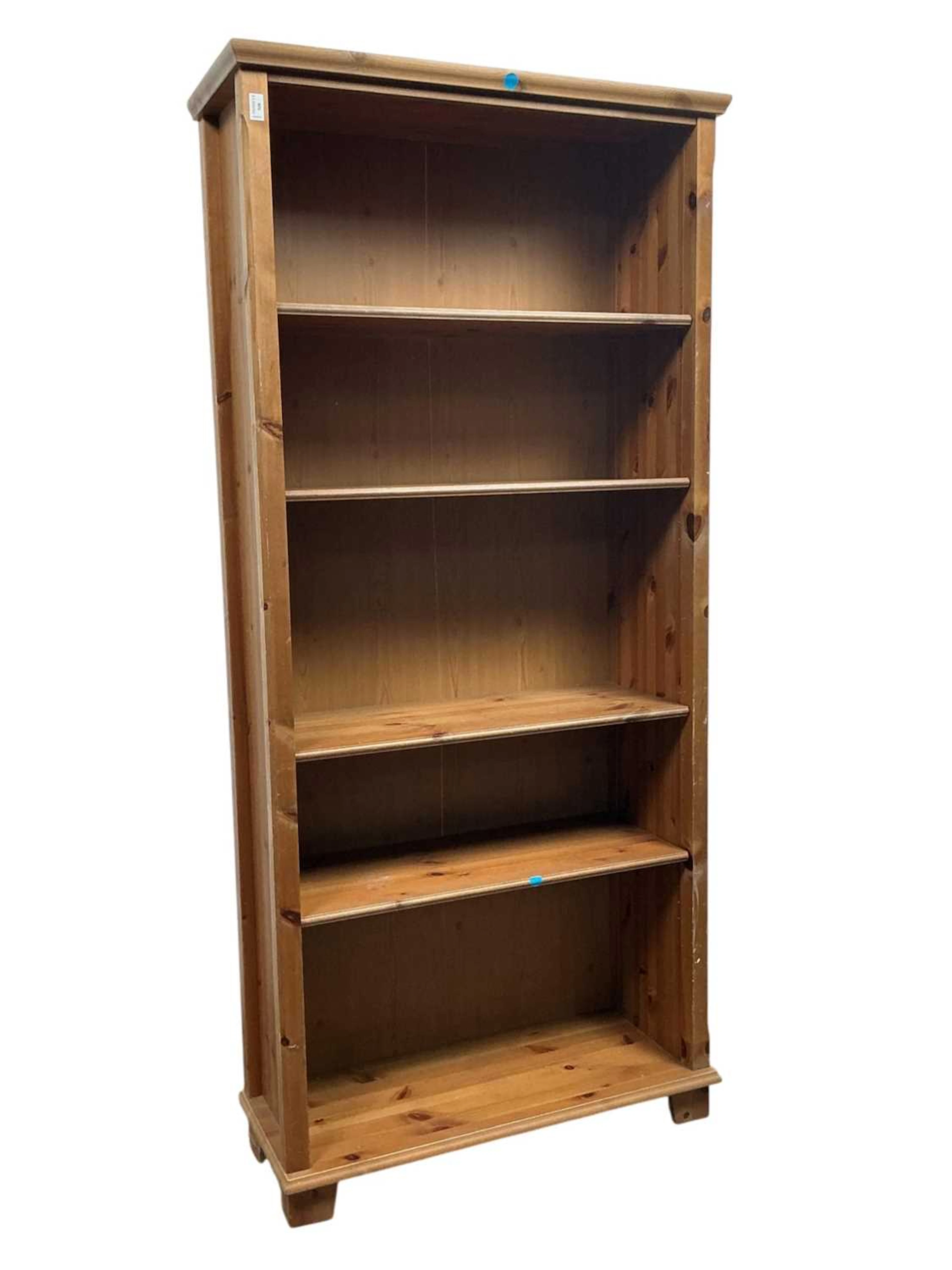 MODERN PINE FINISHED OPEN BOOKCASE EARLY 21ST CENTURY