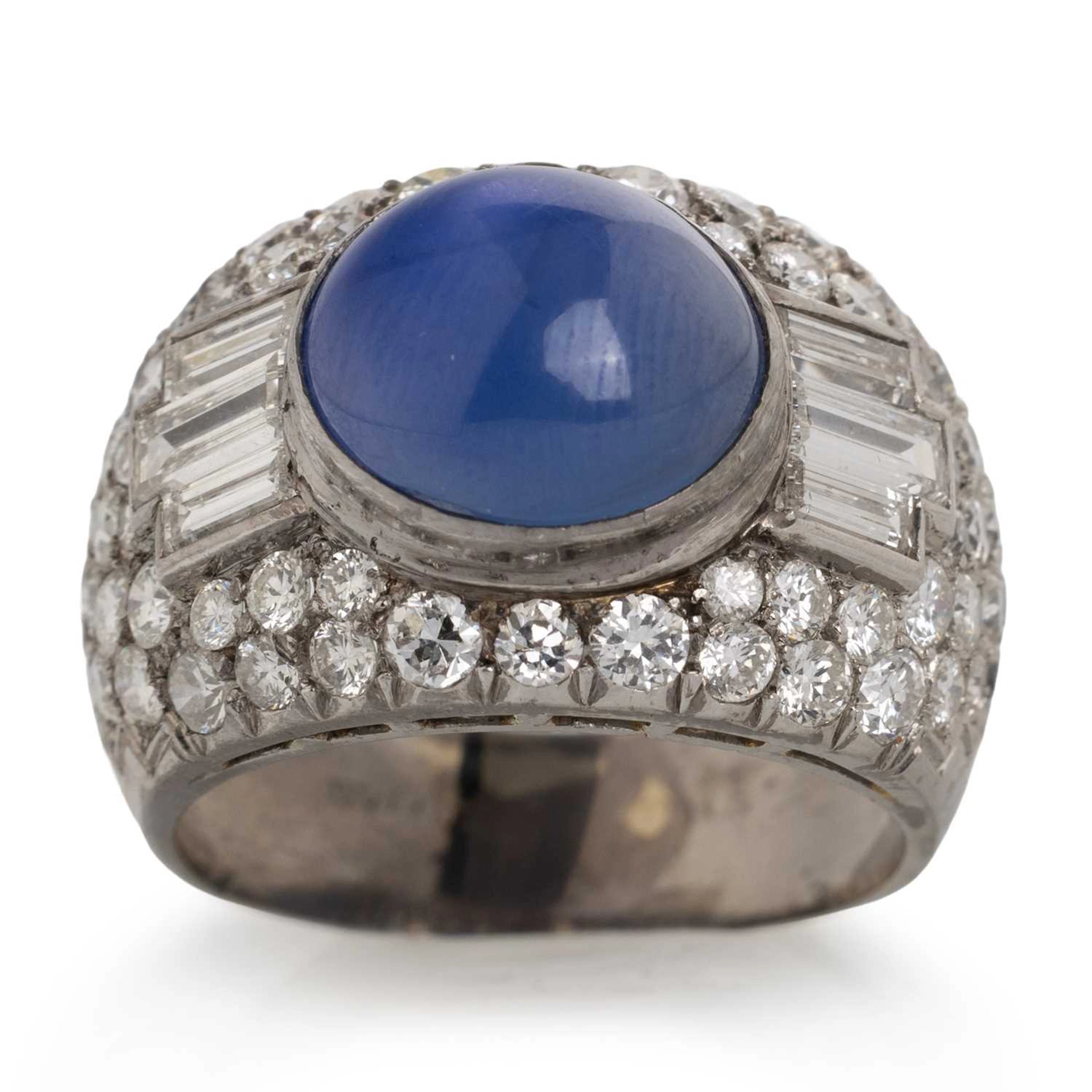 BULGARI 'TROMBINO' STAR SAPPHIRE AND DIAMOND BOMBE RING