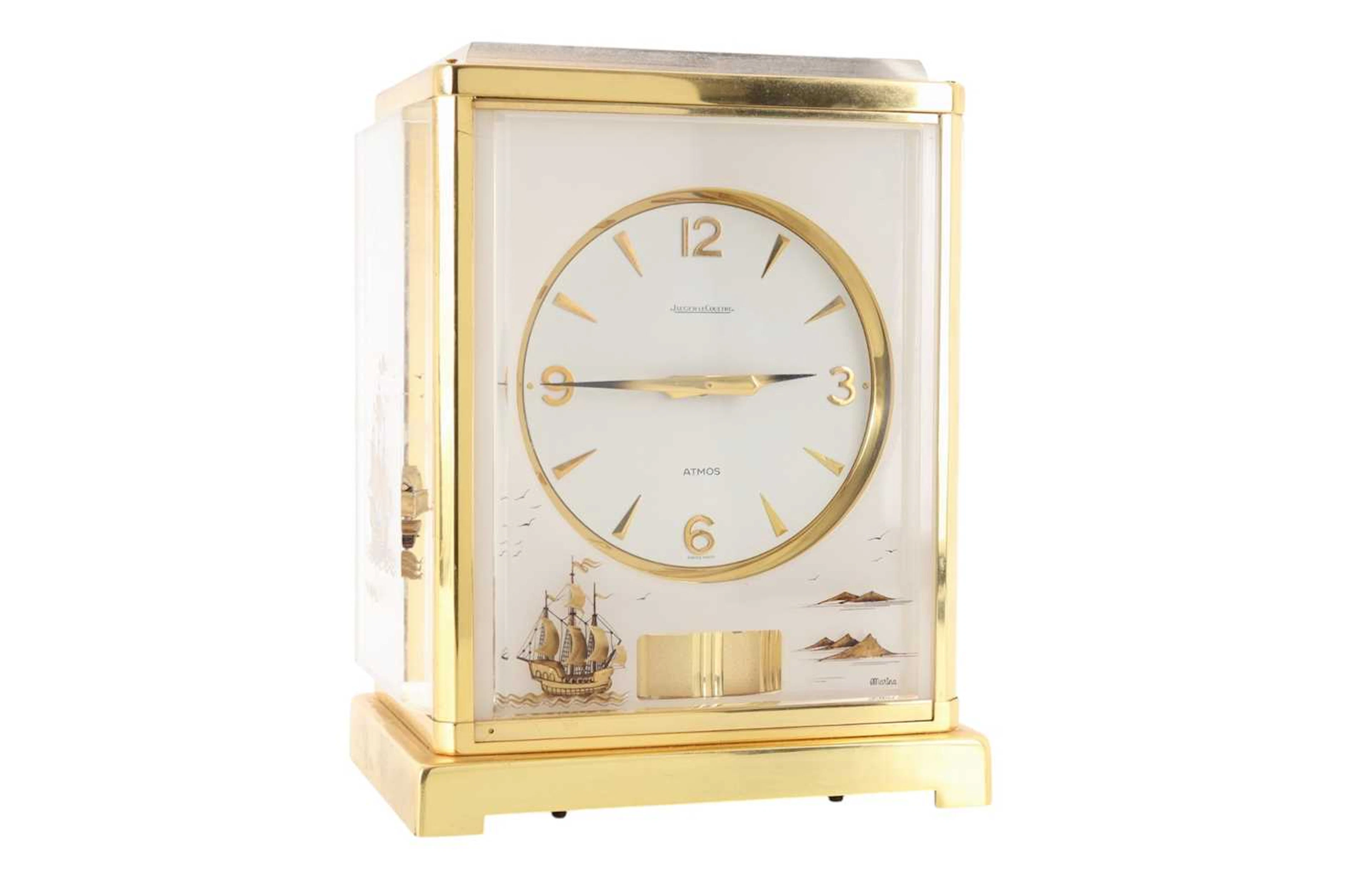 JAEGER LeCOULTRE, ATMOS 'MARINA SHIPS' MANTEL CLOCK CIRCA 1970S