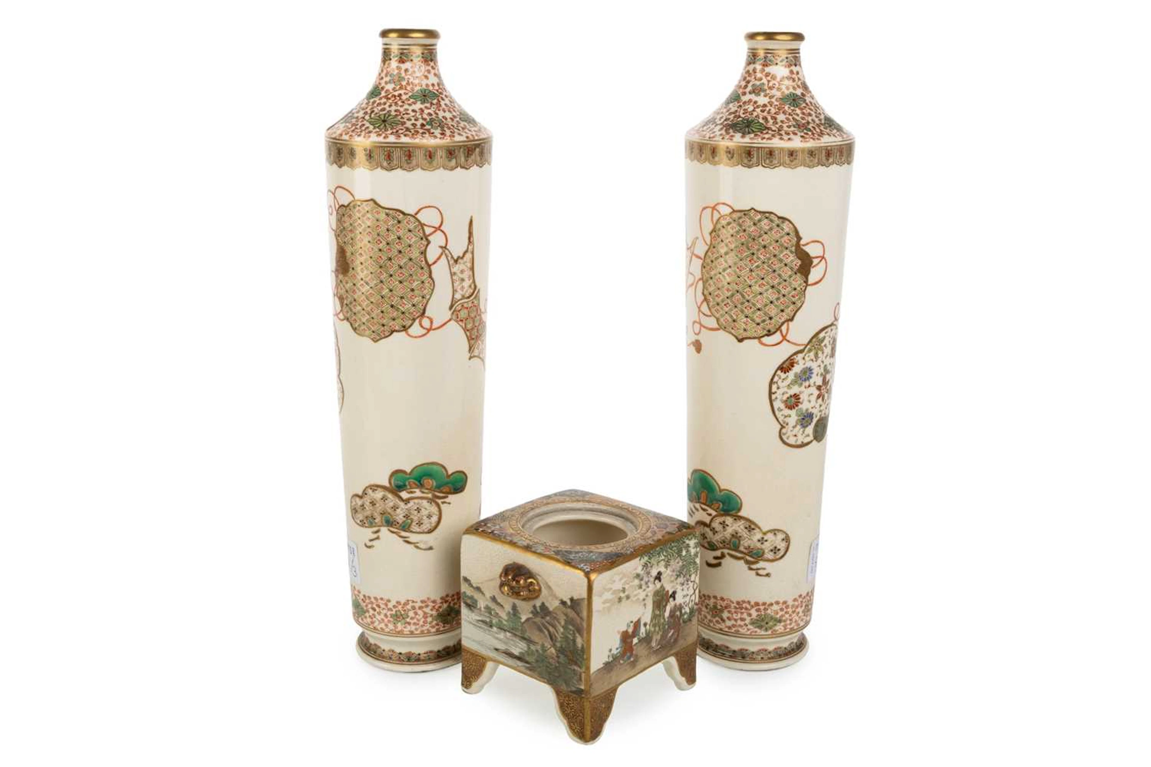 PAIR OF JAPANESE SATSUMA VASES MEIJI PERIOD (1868 - 1912)