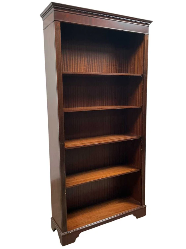 REPRODUCTION MAHOGANY OPEN BOOKCASE LATE 20TH CENTURY