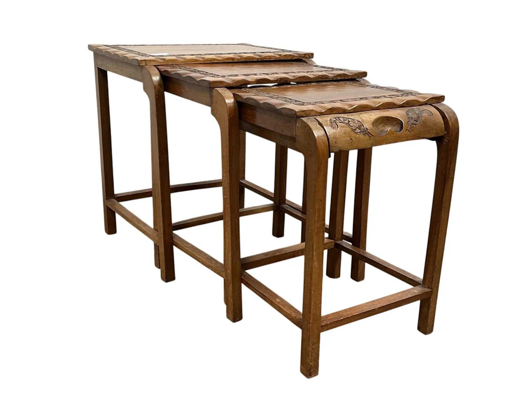 TEAK NEST OF THREE TABLES MID 20TH CENTURY
