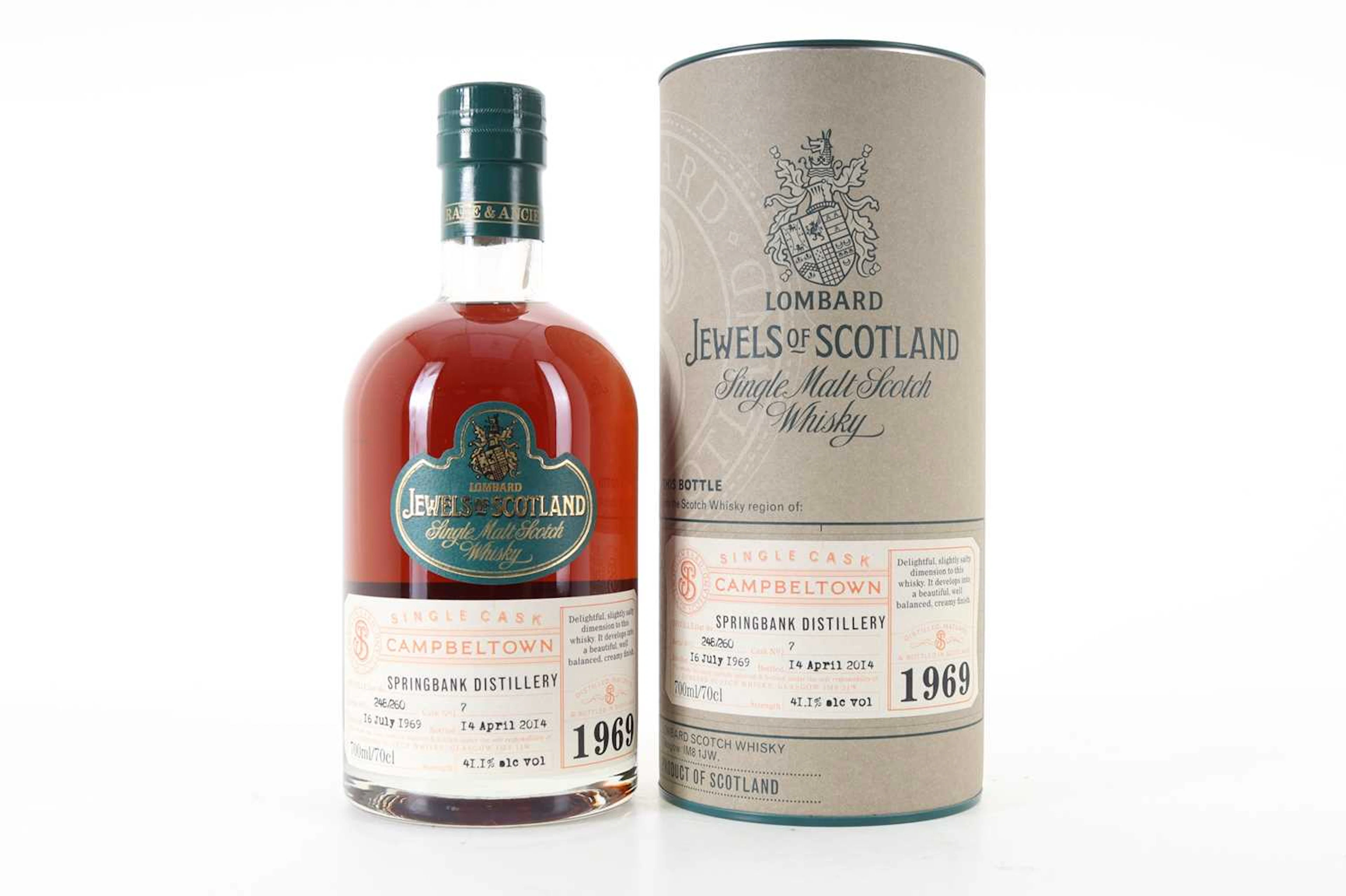 **SPRINGBANK 1969 44 YEAR OLD LOMBARD JEWELS OF SCOTLAND CAMPBELTOWN