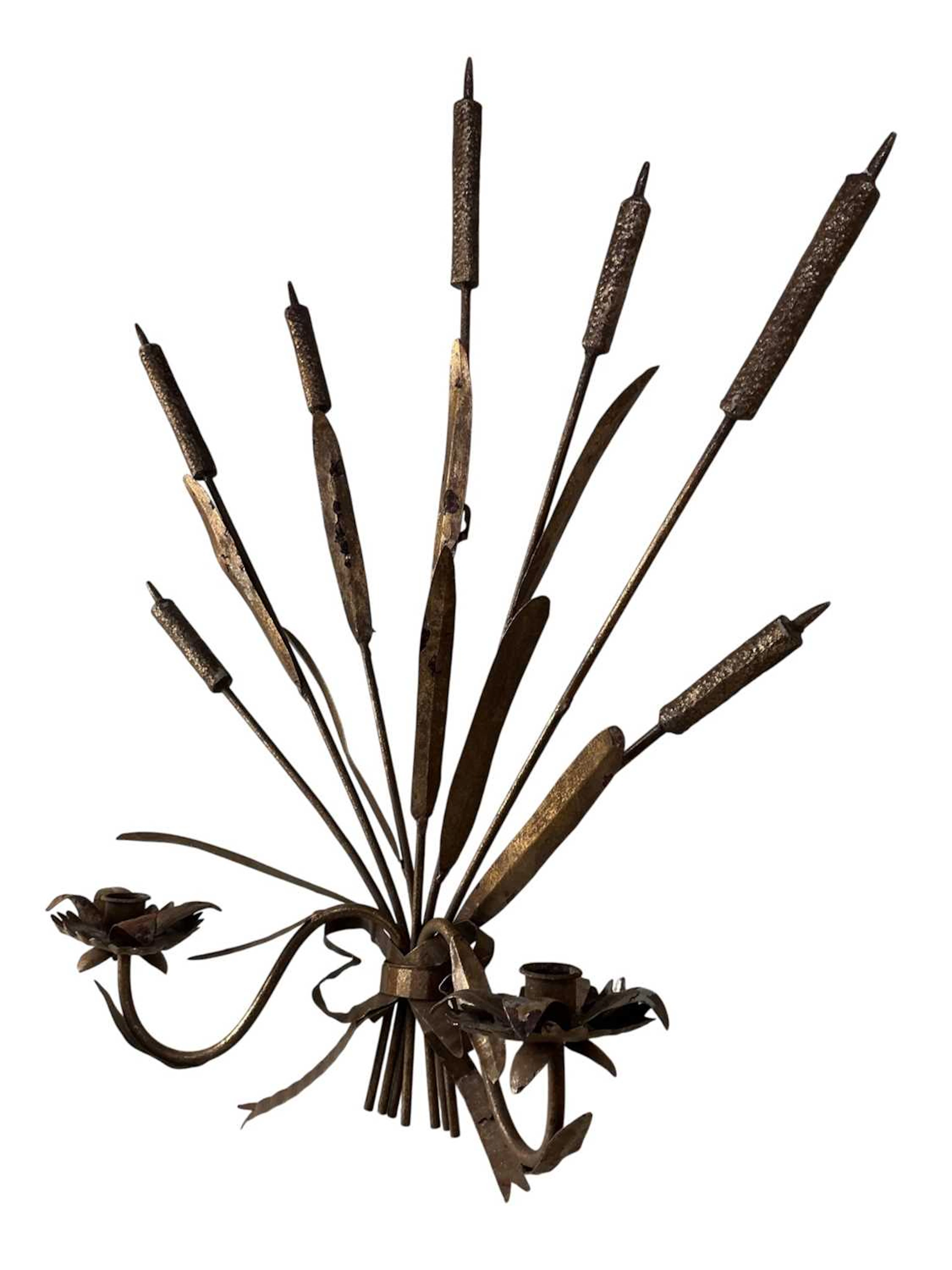 GILTMETAL WHEAT SHEAF WALL SCONCE MID 20TH CENTURY