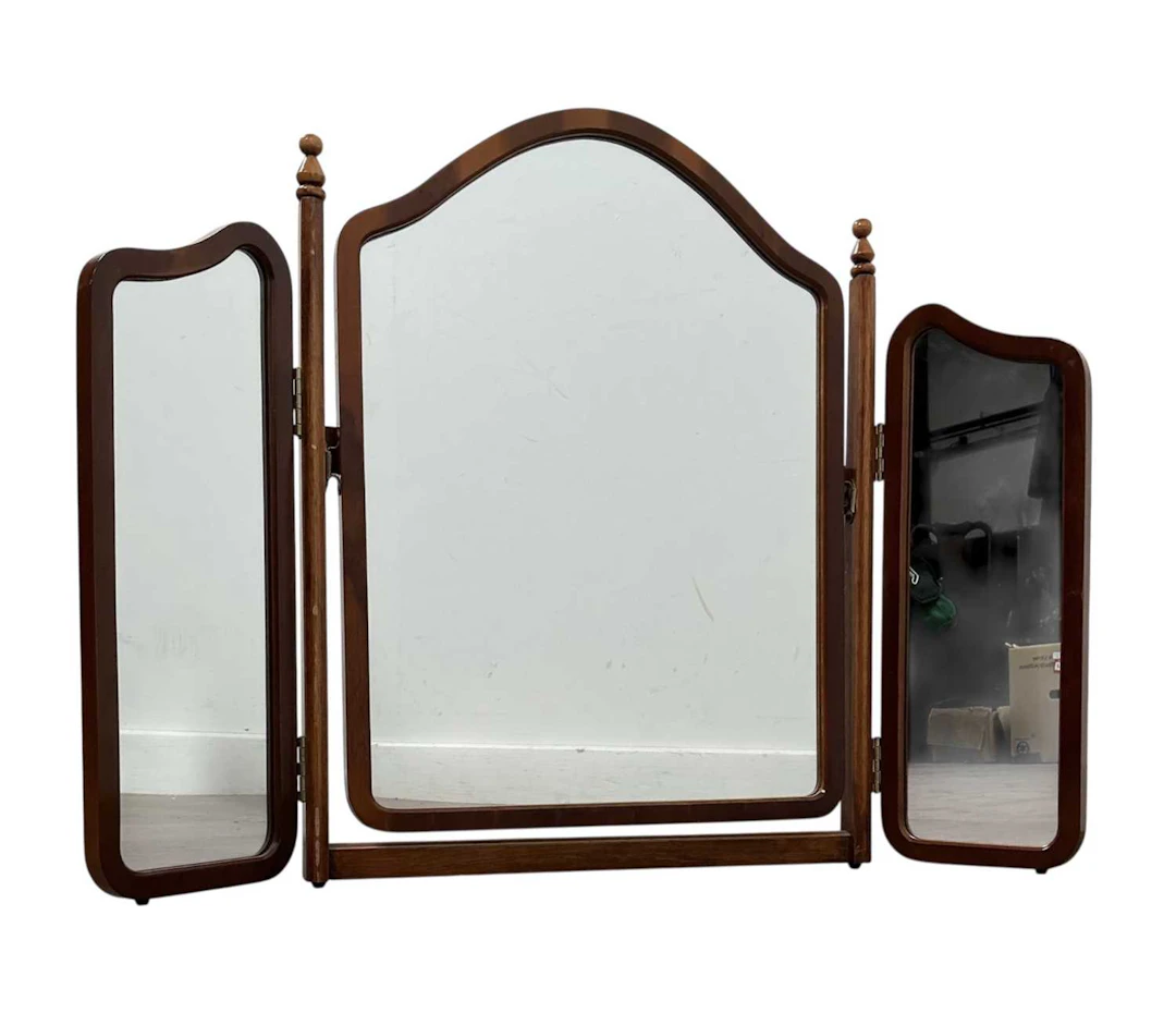 MAHOGANY TRIPLATE MIRROR MID 20TH CENTURY