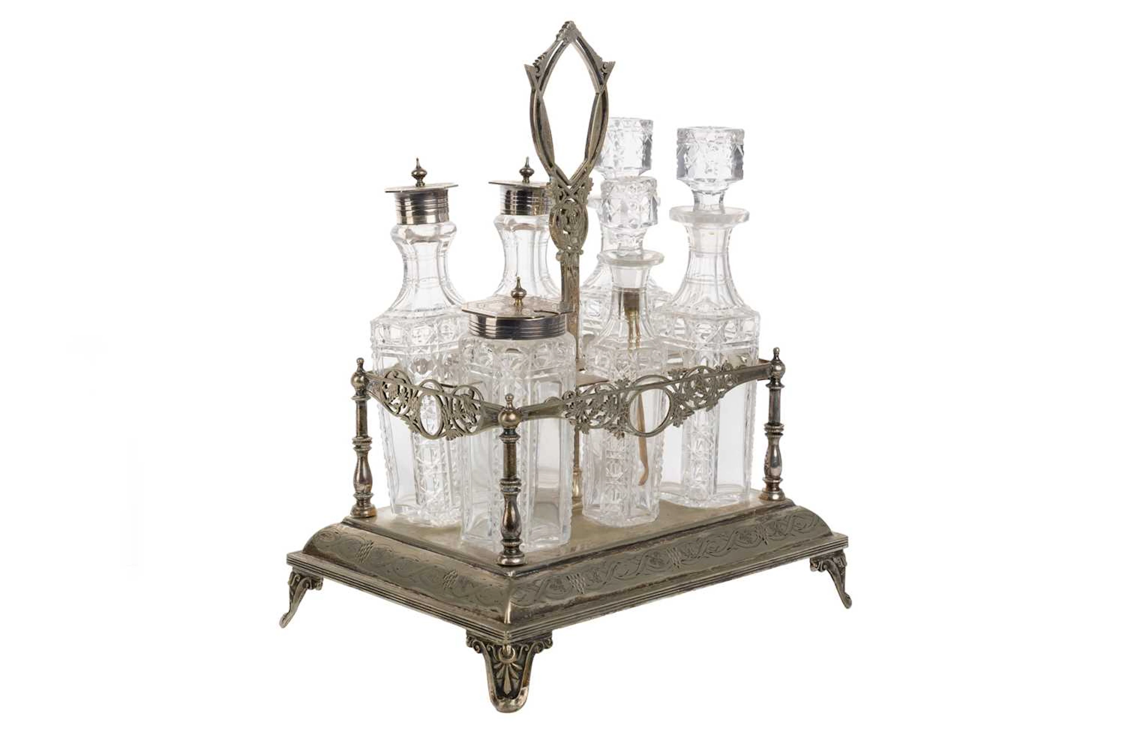 VICTORIAN SILVER PLATED CRUET STAND LATE 19TH CENTURY