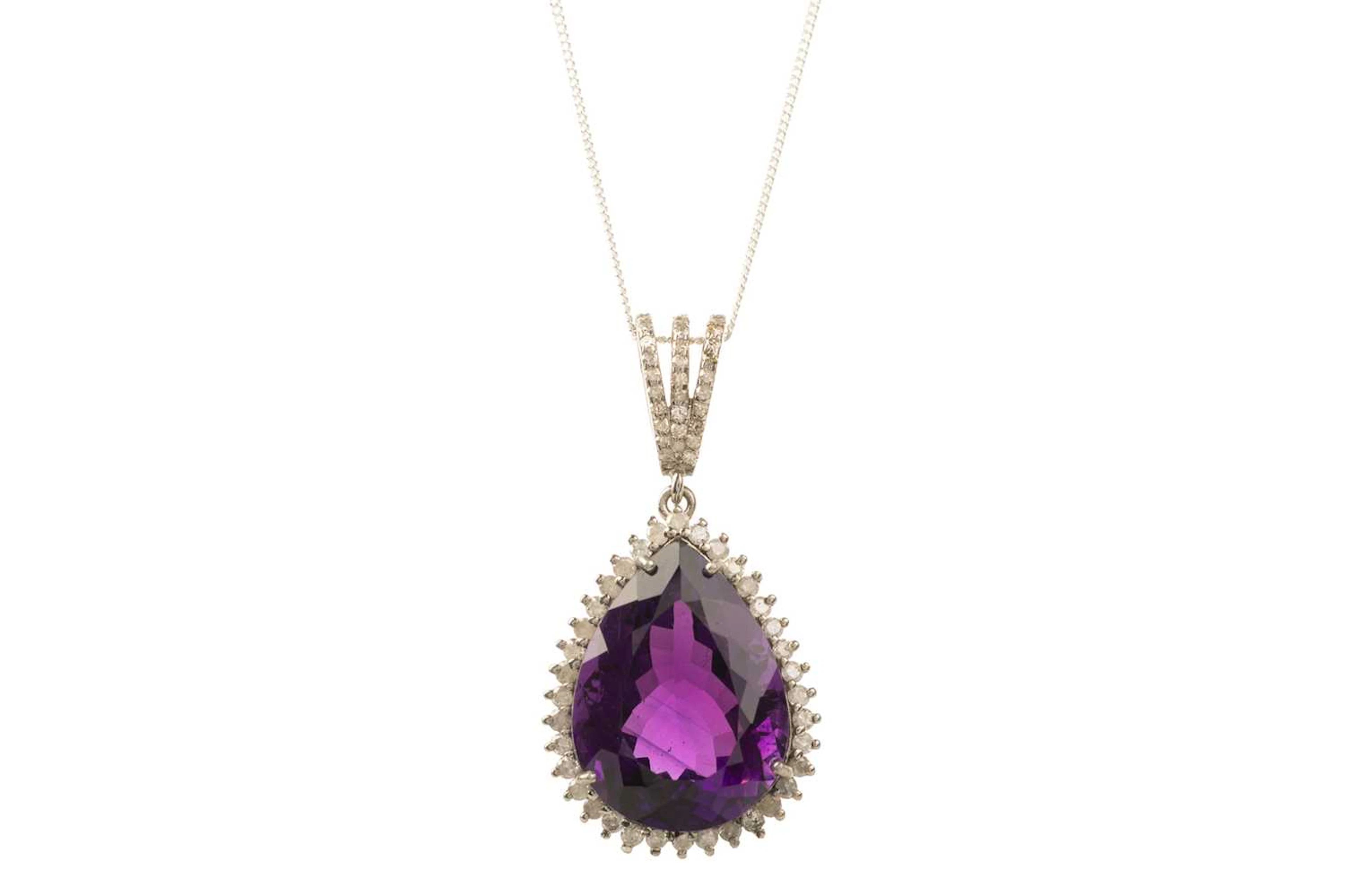 AMETHYST AND DIAMOND NECKLACE 21ST CENTURY