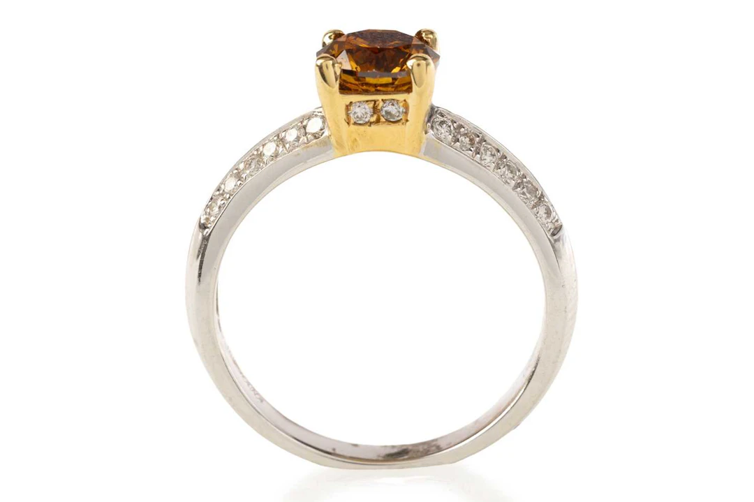 GIA CERTIFICATED FANCY COLOURED DIAMOND RING 21ST CENTURY