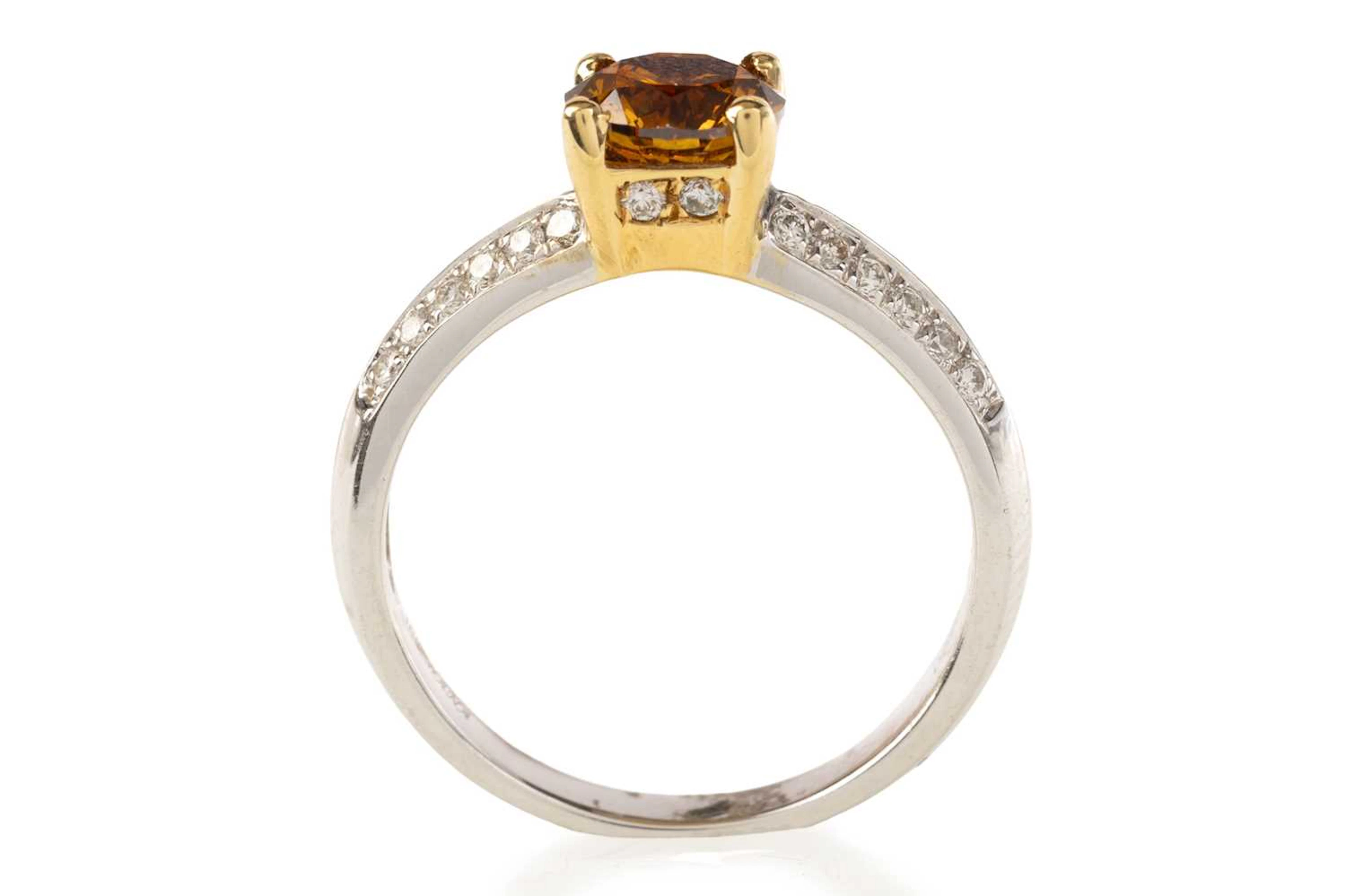 GIA CERTIFICATED FANCY COLOURED DIAMOND RING 21ST CENTURY